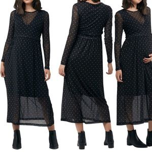 Ripe Maternity & Nursing dot pattern long sleeve dress size L